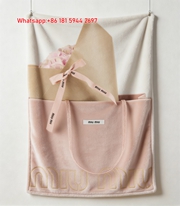 Miu Miu Blush Pink Gift Bag Print Flannel Throw Blanket IMG_0404